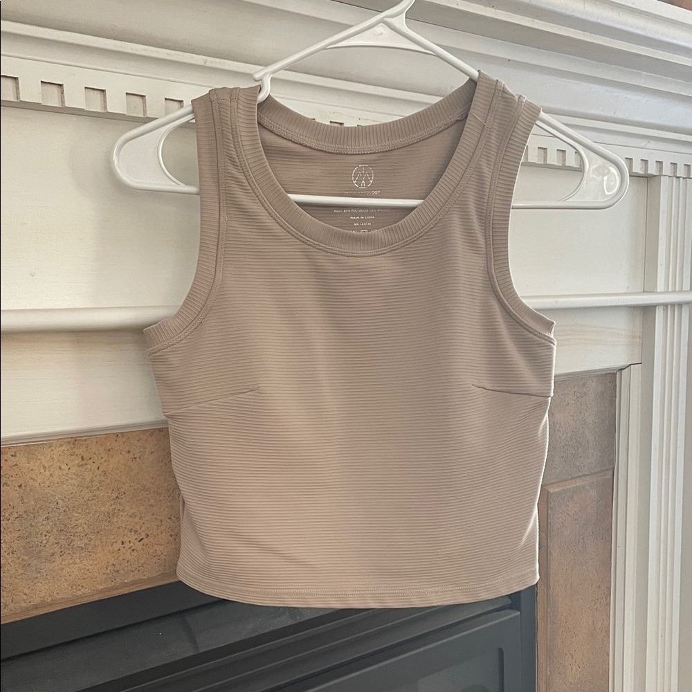 Beige Ribbed Tank Top